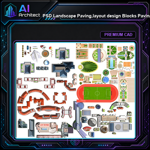 ★【PSD Landscape Paving,layout design Blocks 】Paving,layout design 2D Plan PSD Landscape Blocks V2