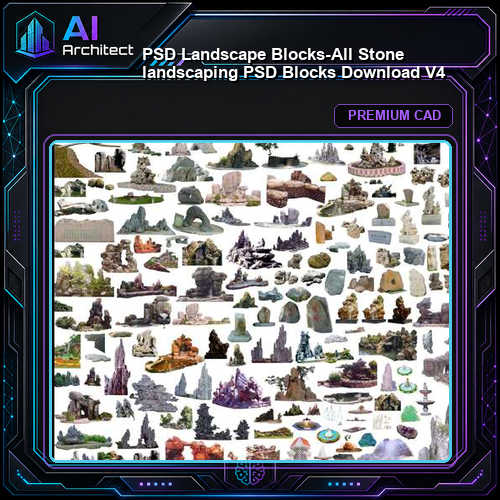 ★【 PSD Landscape Blocks-All Stone landscaping PSD Blocks Download V4】