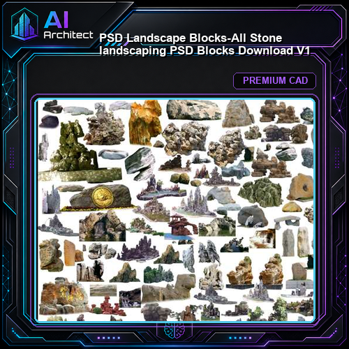 ★【 PSD Landscape Blocks-All Stone landscaping PSD Blocks Download V1】