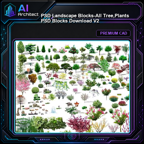 ★【 PSD Landscape Blocks-All Tree,Plants PSD Blocks Download V2】