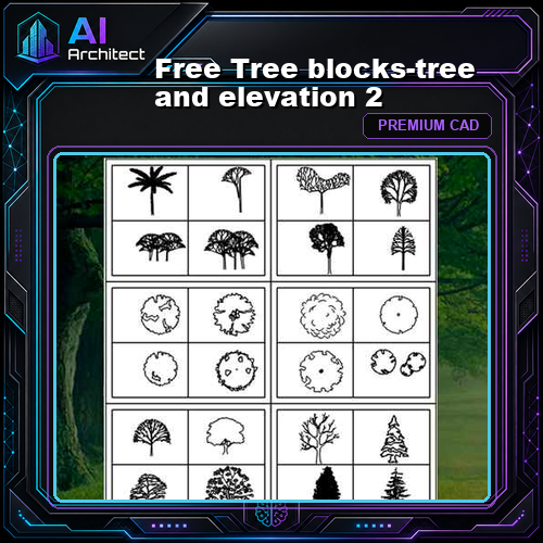 Free Tree blocks-tree and elevation 2