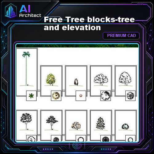 Free Tree blocks-tree and elevation