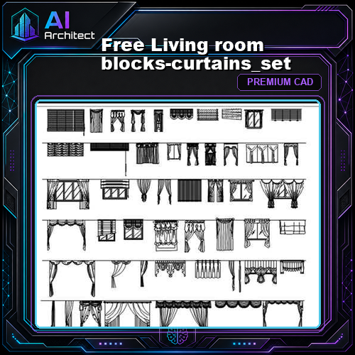 Free Living room blocks-curtains_set
